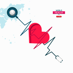 World health day background with stethoscope flat design