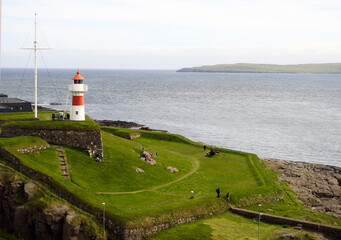Fototapeta na wymiar Torshavn Lighthouse, Island of Streymoy, Faroe Islands, Denmark