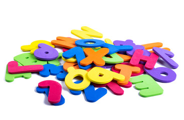 colored letters and numbers isolated