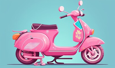  a pink scooter with a flower on the seat.  generative ai