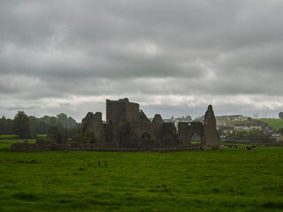 old historic ruin in the landscape of ireland