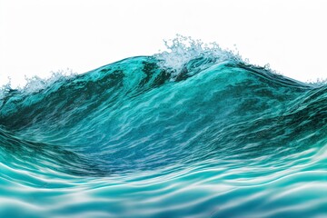 Azure wave with white splashes on isolated white background