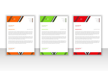 Modern letterhead design with creative concept in attractive three colors.