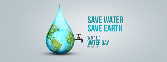 World Water Day Concept. Save water save Earth. Saving water and world environmental protection concept- Environment day