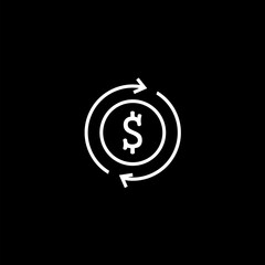 Money Cash Back icon isolated on black background.