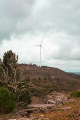 Renewable energy wind turbines on the mountain