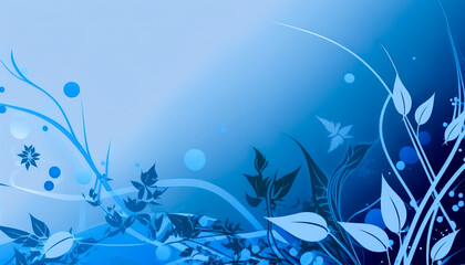 Fototapeta na wymiar Abstract blue background with plants, generative AI.