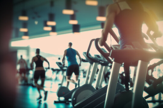 Blurred gym background, created with generative AI
