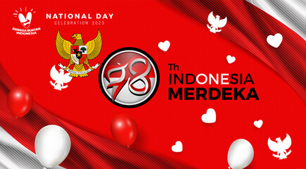 78 years, Anniversary Independence Day of the Republic of Indonesia. Illustration Banner Template Design