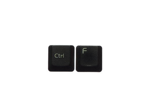 Ctrl F keyboard key isolated. Find shortcut. Search the text in a document. 