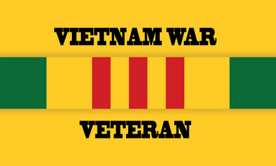 Vietnam Campaign Ribbon Flag with text Vietnam War Veteran. Vietnam Veterans Day. General commemoration in the Armed Forces. The service ribbon. EPS10 vector.