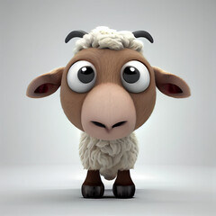 Adorable cartoon Goat character isolated on white background. Generative AI
