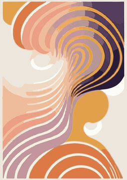A set of backgrounds for text, landscape psychedelic hippie art, a frame of stylized waves. 