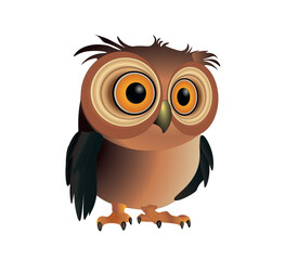 Vector illustration of cartoon owl isolated on white background
