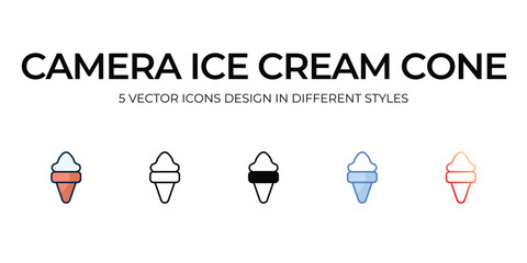 camera ice cream cone icons set vector illustration. vector stock,