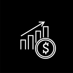 Financial Chart icon isolated on black background.