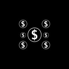 Money icon symbol icon isolated on black background