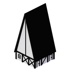 White and black Witch house. 3d rendering.	