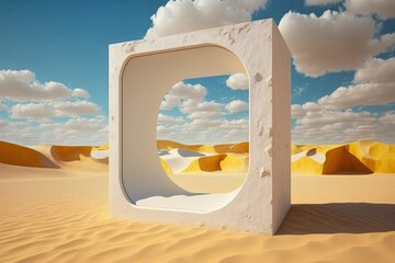 View from the window, surreal desert, idea, idealistic. Generative ai