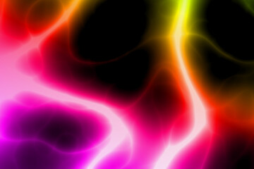 Electric Neon abstract lines, flourish, scribble writing lightning design on black background