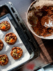 Homemade cookies preparation. Food receipts, homemade bakery, culinary