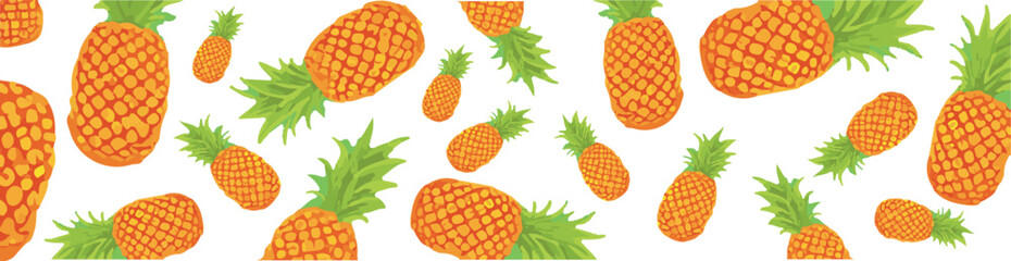pineapple pattern illustration. cute banner to represent summer. pink background. Summer sweet fruits and berries. Good for packaging