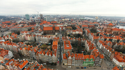 Obraz premium Aerial view on the city center of Gdansk, Poland