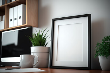 Naklejka na ściany i meble Mockup on a desk with white background
