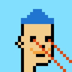 Cartoonish Pixelated Man