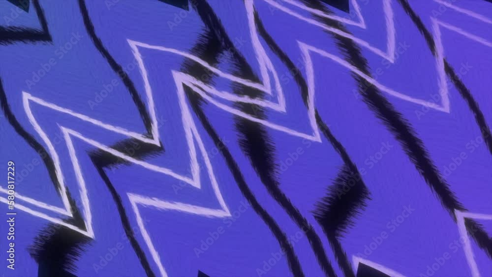 Poster purple and blue background. motion. white and black stripes drawing patterns in computer animation.