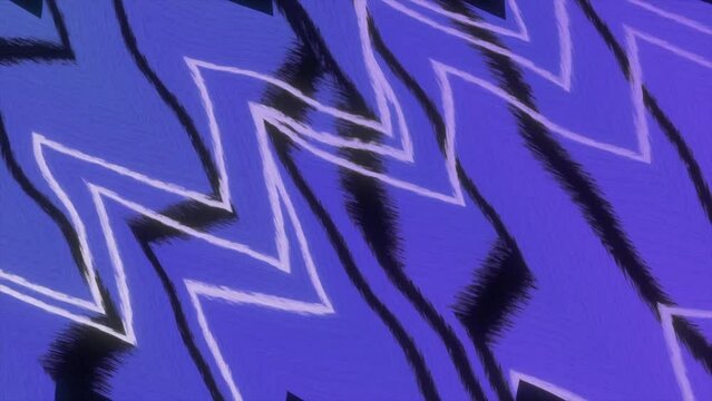 Purple and blue background. Motion. White and black stripes drawing patterns in computer animation.
