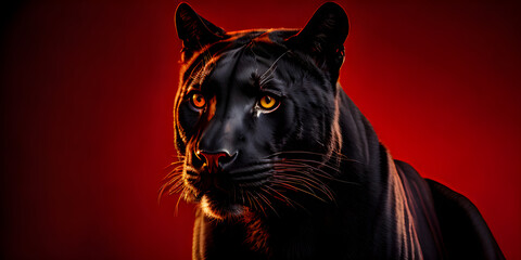 Portrait of a black panther with beautiful studio lighting - panther wallpaper 