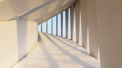 Fototapeta premium Architecture background geometric concrete wall in interior 3d render