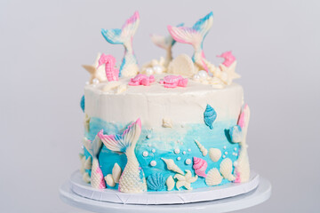 Mermaid themed 3 layer vanilla cake