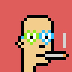 Cartoonish Pixelated Man