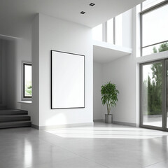 Modern living room with blank poster mock up 