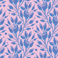 Seamless background with floral ornament. Vector illustration in watercolor style. Design for packaging design, wrapping. Printing on fabric and paper.