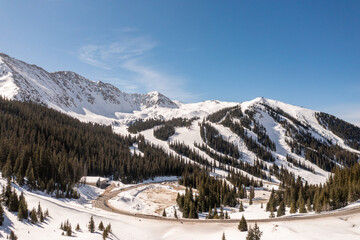Aerial View of Arapahoe Basin ski resort Colorado, USA.