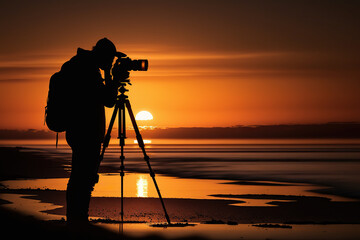Silhouette of a photographer taking a picture