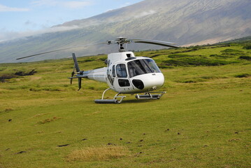 helicopter cliffside landing in the scenic vistas of Hawaii © BillieLafond