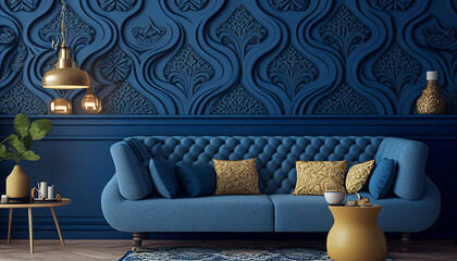 Royal Blue Living room texture background #3