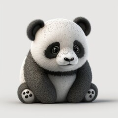 panda on white background, panda day, cute panda, illustration, 3d, panda, GENERATIVE AI
