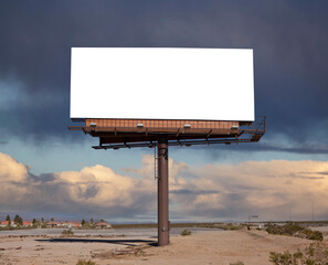 Large blank billboard with desert storm sky and cut out center.