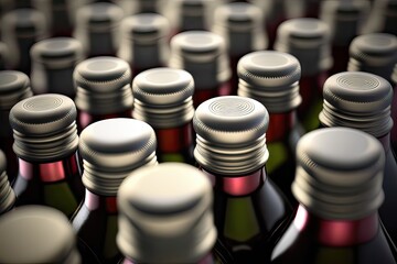 Row of Wine Bottle Caps Background. Photo generative AI