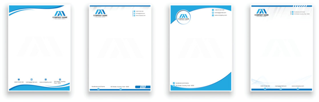 Modern Creative & Clean business Corporate letterhead design bundle template with blue color. corporate modern letterhead design template for your project with vector & illustration
