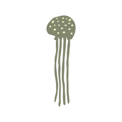 Jellyfish Character sea animal on deep background. Wild life illustration. Vector illustration.