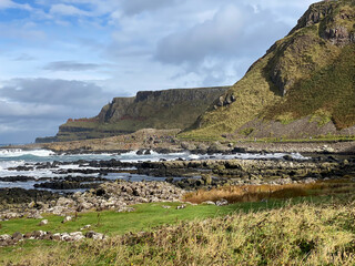 Giant's Causeway, area of interlocking basalt columns in Northern Ireland. Result of an ancient...