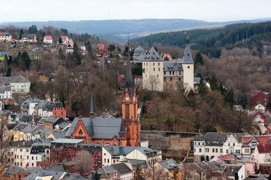 Mylau castle in Reichenbach im Vogtland district of Vogtland, Saxony, Germany. It is one of the best-preserved medieval castles in Saxony.
