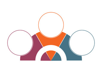  Colorful semicircle and circles for 3 Positions. Template for Infographics