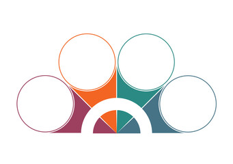  Colorful semicircle and circles for 4 Positions. Template for Infographics